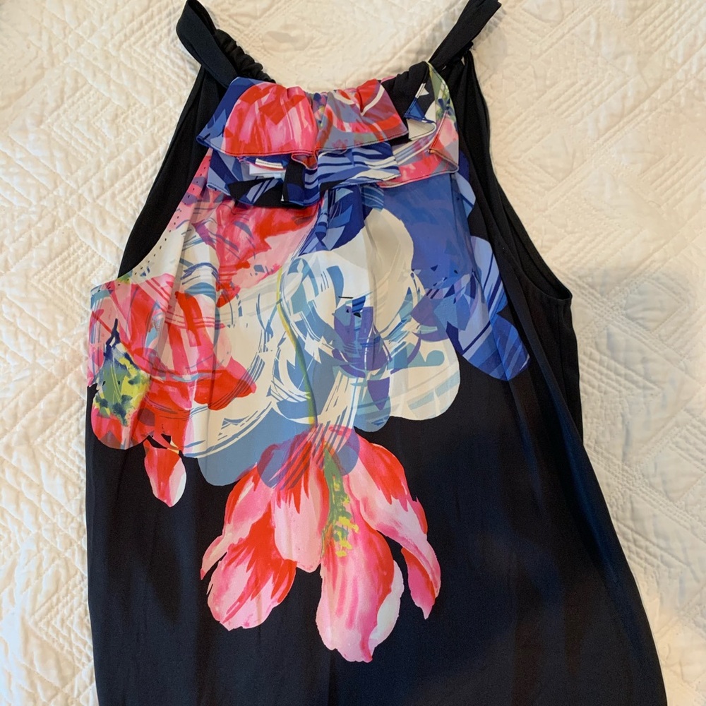 Elie Tahari tie back floral silk blouse